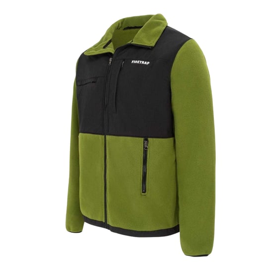 Firetrap Heren Kleurblok Fleece Jas (Calla Groen) - Image 3