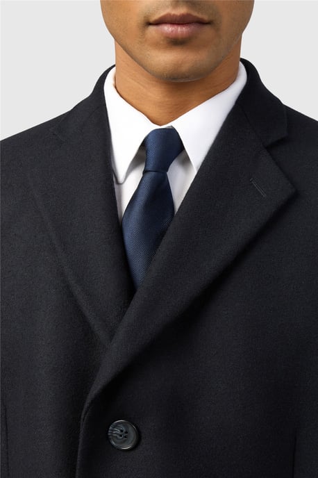 Single Breasted Long Sleeve Three Button Overcoat in Navy - Image 3