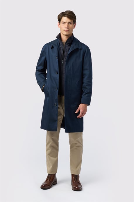 Single Breasted Long Sleeve Six Button Overcoat in Navy - Image 2