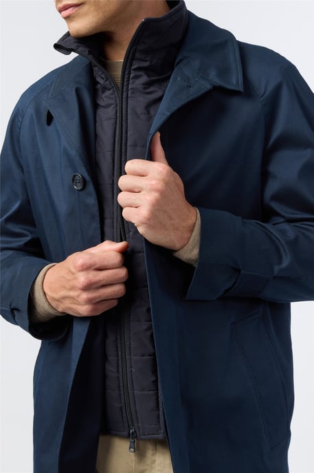 Single Breasted Long Sleeve Six Button Overcoat in Navy - Image 3