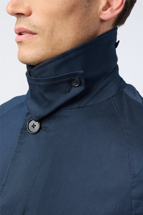 Single Breasted Long Sleeve Six Button Overcoat in Navy - Image 4