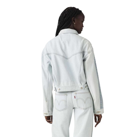 Levi's Dames Gestreepte Katoenen Denim Trucker Jacket (Blauw) - Image 3