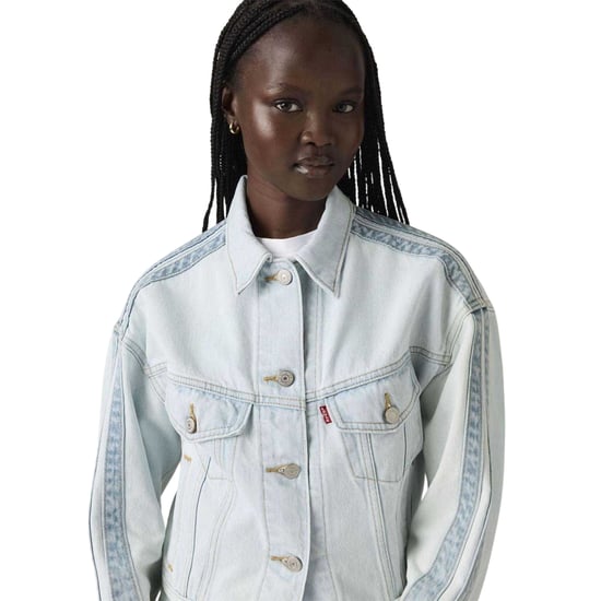 Levi's Dames Gestreepte Katoenen Denim Trucker Jacket (Blauw) - Image 4