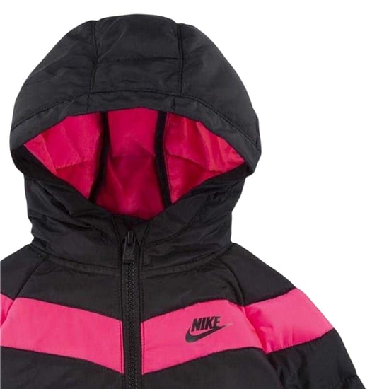 Nike Baby Girls Kontrastrandig Puffjacka (Svart/rosa) - Image 3