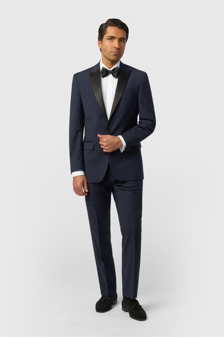 Long Sleeve Skinny Tuxedo Jacket in Navy - Image 3