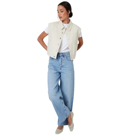 Threadbare Mouwenloos denimjasje voor dames van Lucky (Ecru) - Image 4