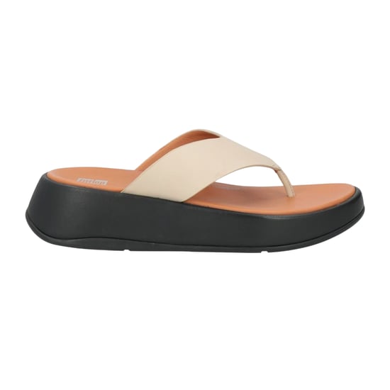 FitFlop F-Mode Luxe leren platte sandalen voor dames (Beige) - Image 1