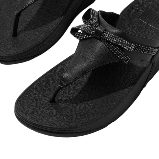 FitFlop Dames Lulu Glitter Strik Leren Tussenstuk Wedge Sandalen (Zwart) - Image 5