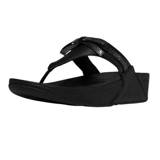 FitFlop Dames Lulu Glitter Strik Leren Tussenstuk Wedge Sandalen (Zwart) - Image 6