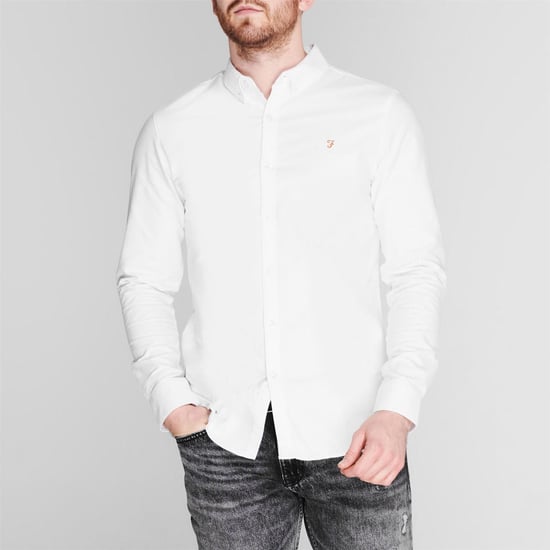 Farah Vintage Oxford-overhemd met lange mouwen en knoopsluiting voor heren (Wit) - Image 3