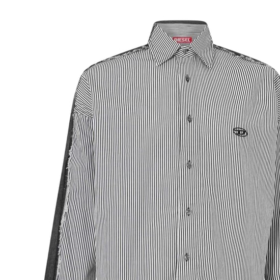Diesel Herenshirt met Strepen van Katoen in Relaxed Fit (Zwart) - Image 2