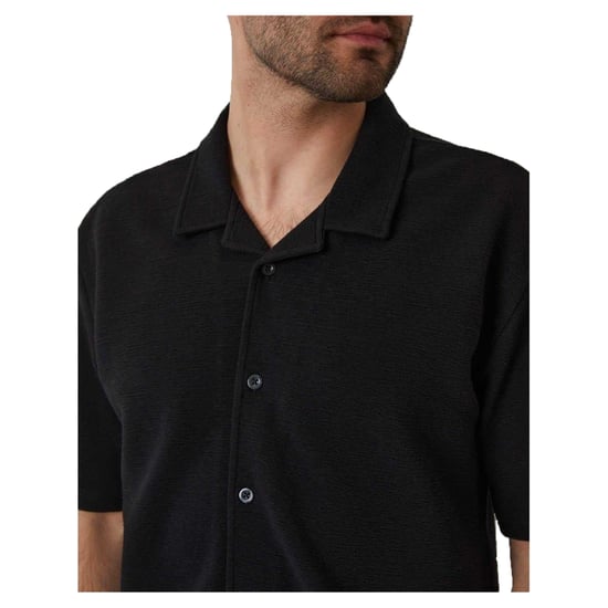 Threadbare Mens Embley Solid Relaxed Fit Shirt (Black) - Image 2