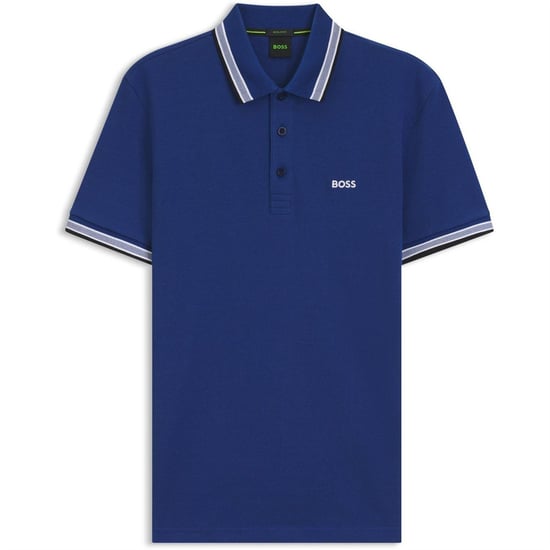 Boss Herenpoloshirt ‘Paddy’ met contrasterende boorden (Medium Blauw) - Image 1