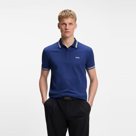 Boss Herenpoloshirt ‘Paddy’ met contrasterende boorden (Medium Blauw) - Image 2