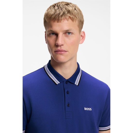 Boss Herenpoloshirt ‘Paddy’ met contrasterende boorden (Medium Blauw) - Image 4