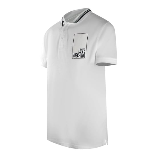 Love Moschino Mens Box Logo Cotton Polo Shirt (White) - Image 3