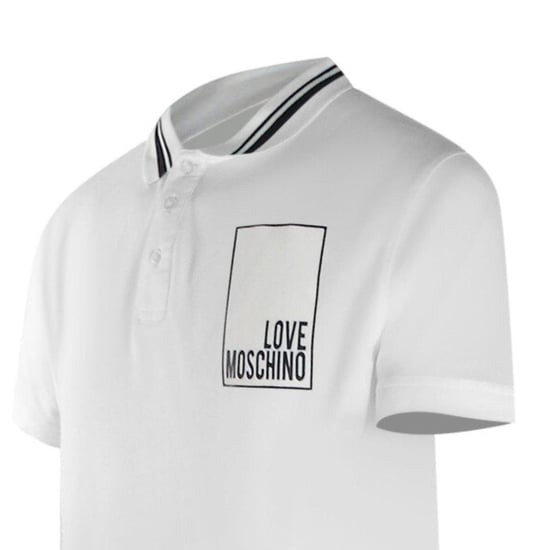 Love Moschino Mens Box Logo Cotton Polo Shirt (White) - Image 4