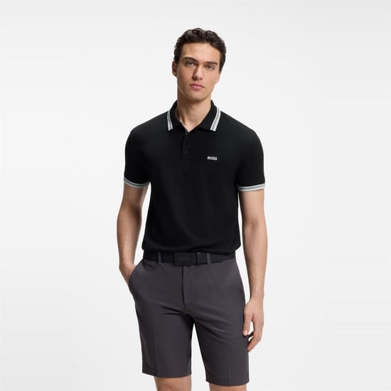 Boss Herenpoloshirt ‘Paddy’ met contrasterende boorden (Zwart/Grijs) - Image 2