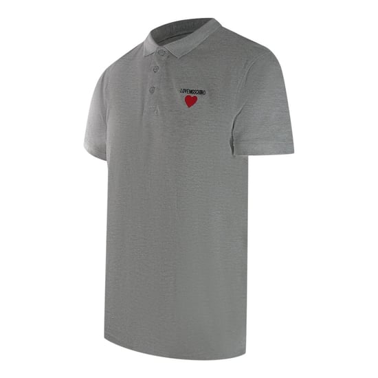 Love Moschino Mens Cotton Short-Sleeved Polo Shirt (Grey) - Image 3
