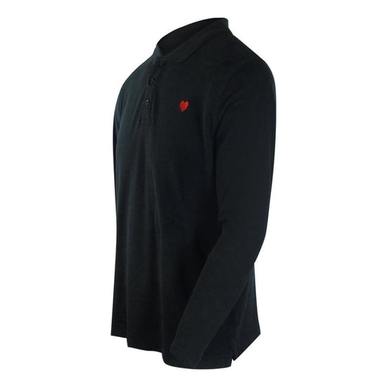 Love Moschino Mens Heart Cotton Long-Sleeved Polo Shirt (Black) - Image 3