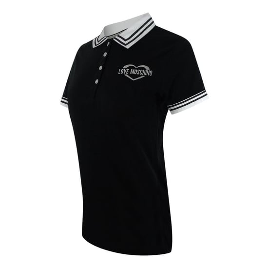 Love Moschino Mens Heart Cotton Logo Polo Shirt (Black) - Image 2