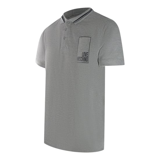 Love Moschino Mens Box Logo Cotton Polo Shirt (Grey) - Image 3