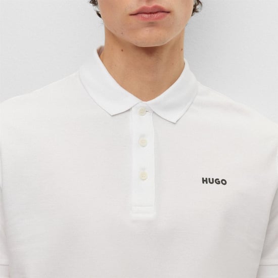 Hugo Heren Donos Katoenen Polo Shirt (Wit) - Image 3