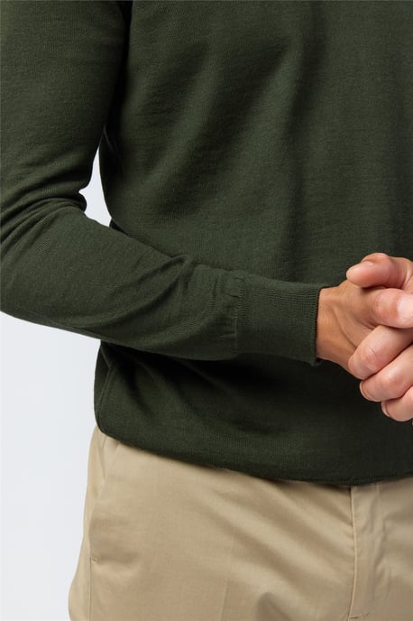 Zip Up Zip Neck Jumper in Dark Green - Image 4