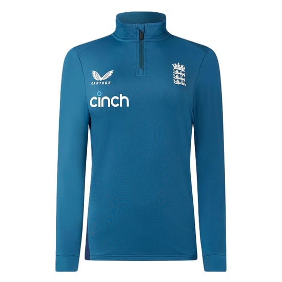 Castore Dames-cricketfleece-trainingsshirt met kwartritssluiting en relaxte pasvorm, Engeland (Peacoat) - Image 1
