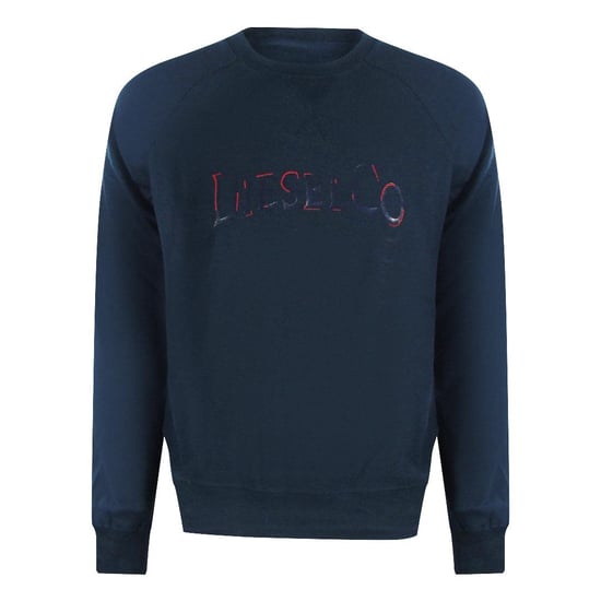 Diesel Heren Total Eclipse Distressed Logo Raglan Sweatshirt (Blauw) - Image 1