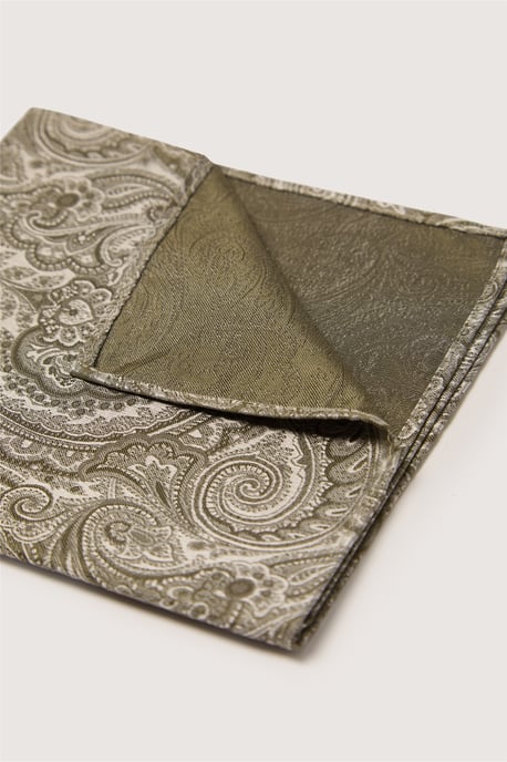 Paisley Pocket Square in Khaki - Image 2