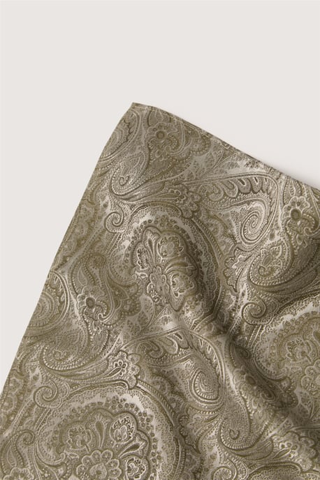 Paisley Pocket Square in Khaki - Image 3