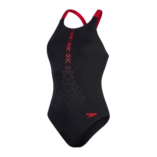 Speedo Azteeks eendelig zwempak voor dames (Zwart, Rood) - Image 1