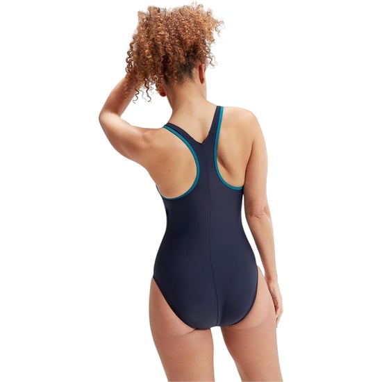 Speedo Dames/Dames Logo Racerback Eendelig Zwempak (Zwart, Groen) - Image 2