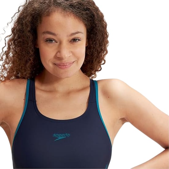 Speedo Dames/Dames Logo Racerback Eendelig Zwempak (Zwart, Groen) - Image 3