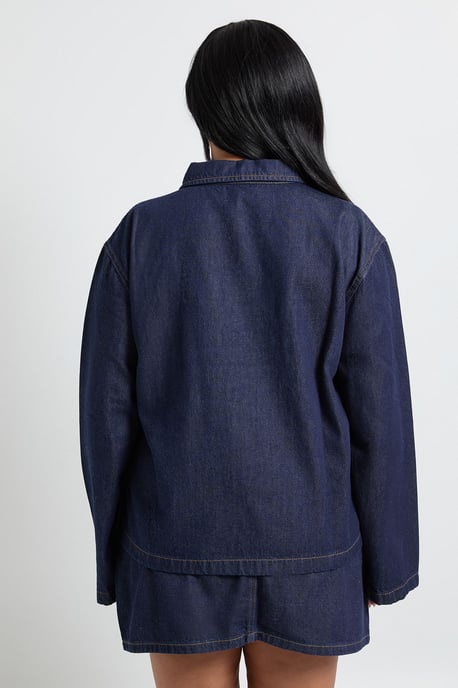 Plus Denim Collared Rugby Shirt - Image 2