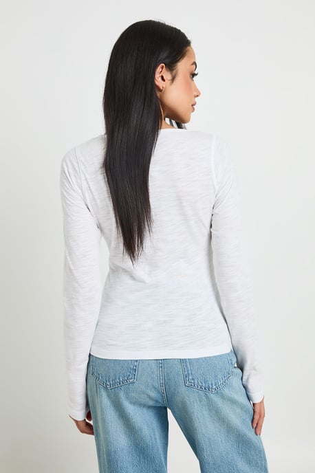 Sheer Slub Henley Top - Image 2