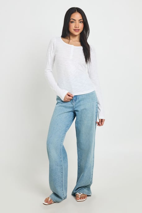 Sheer Slub Henley Top - Image 3