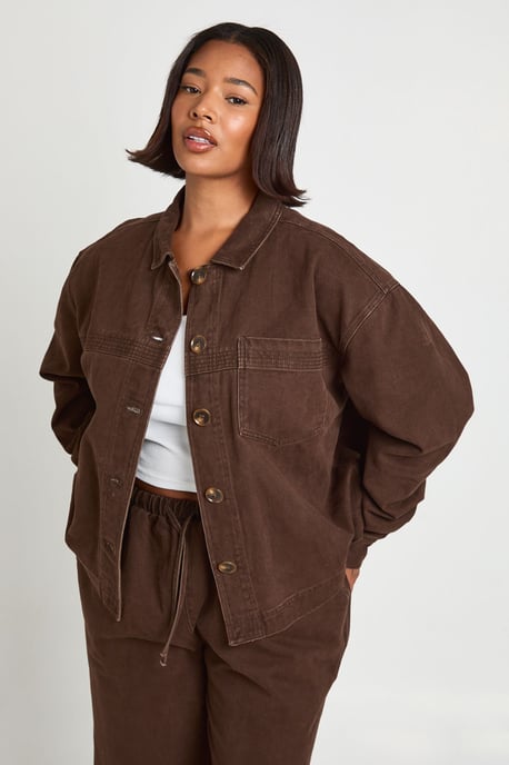 Plus Washed Denim Long Sleeve Shirt - Image 1