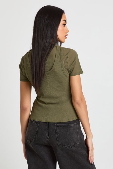 Sherred Textured Rib Double Layered Top - Image 2
