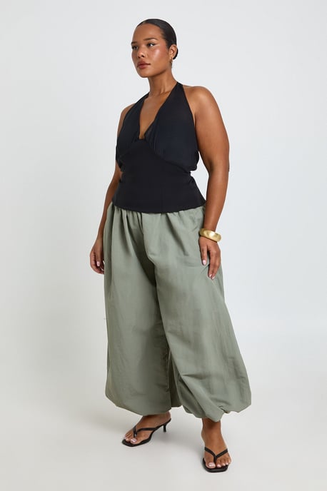 Plus Mesh Halterneck Bengaline Top - Image 1