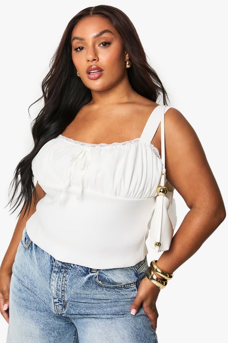 plus ruched milkmaid top - Image 1