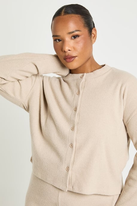 Plus Button Front Knitted Soft Rib Top - Image 4