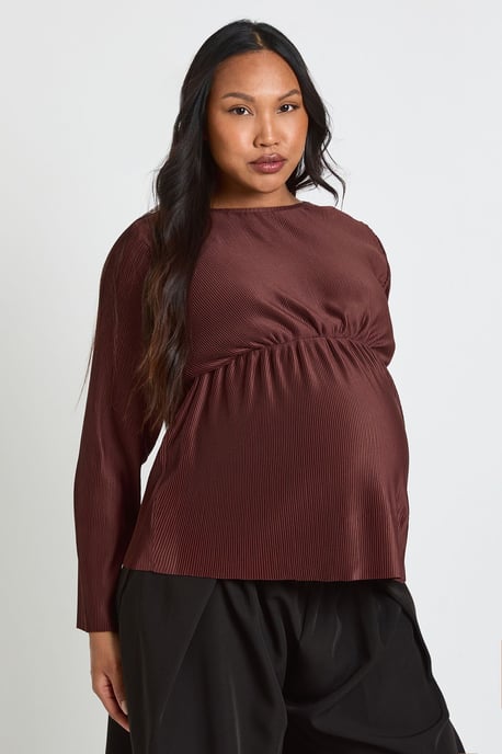 Maternity Plisse Smock Top - Image 1