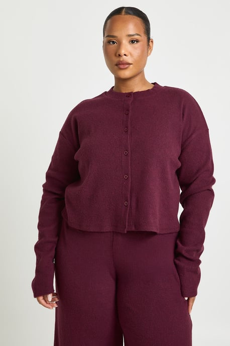 Plus Button Front Knitted Soft Rib Top - Image 3