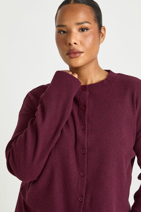 Plus Button Front Knitted Soft Rib Top - Image 4