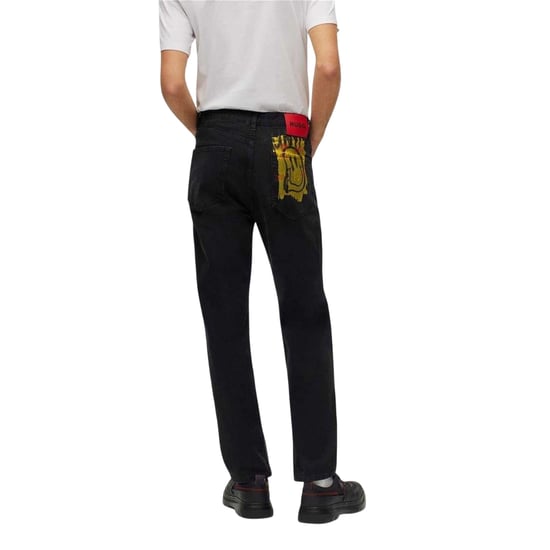 Hugo Slanke herenjeans met 5 zakken en graffitipatroon (Zwart) - Image 2