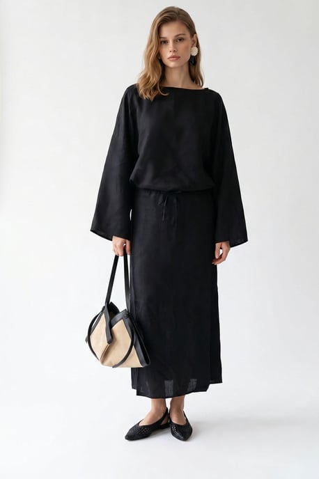 Dames Effen Getextureerde Maxi-jurk Met Strikdetail - Image 2