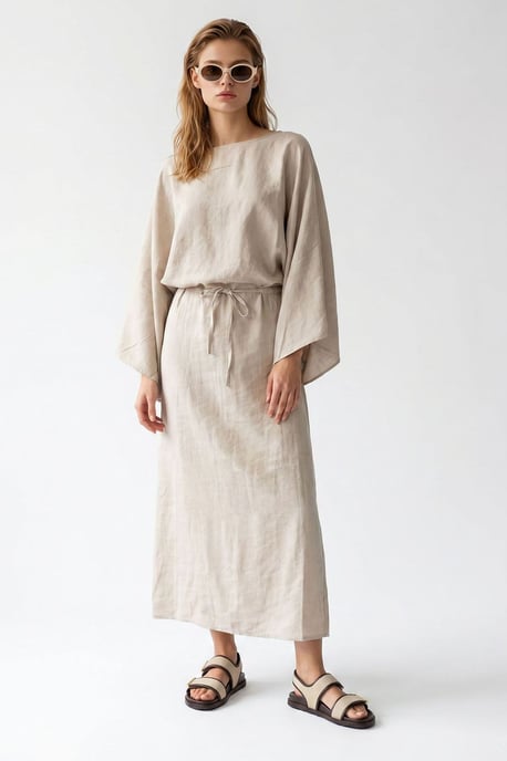 Dames Effen Textuur Maxi Jurk Met Strikdetail - Image 2