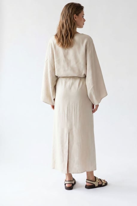Dames Effen Textuur Maxi Jurk Met Strikdetail - Image 5